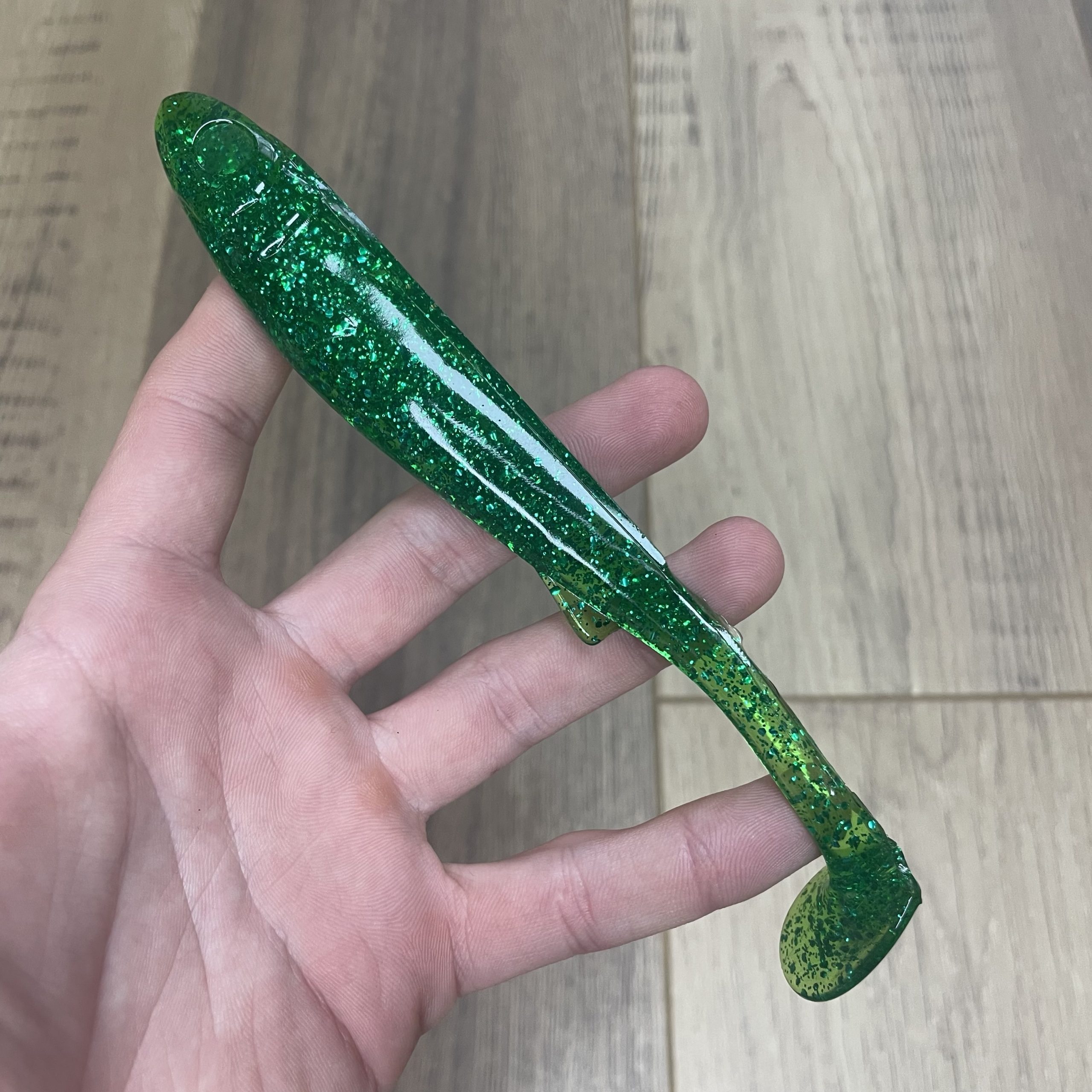 Leurre souple handmade – Shad 16 cm – 21 g – Vert