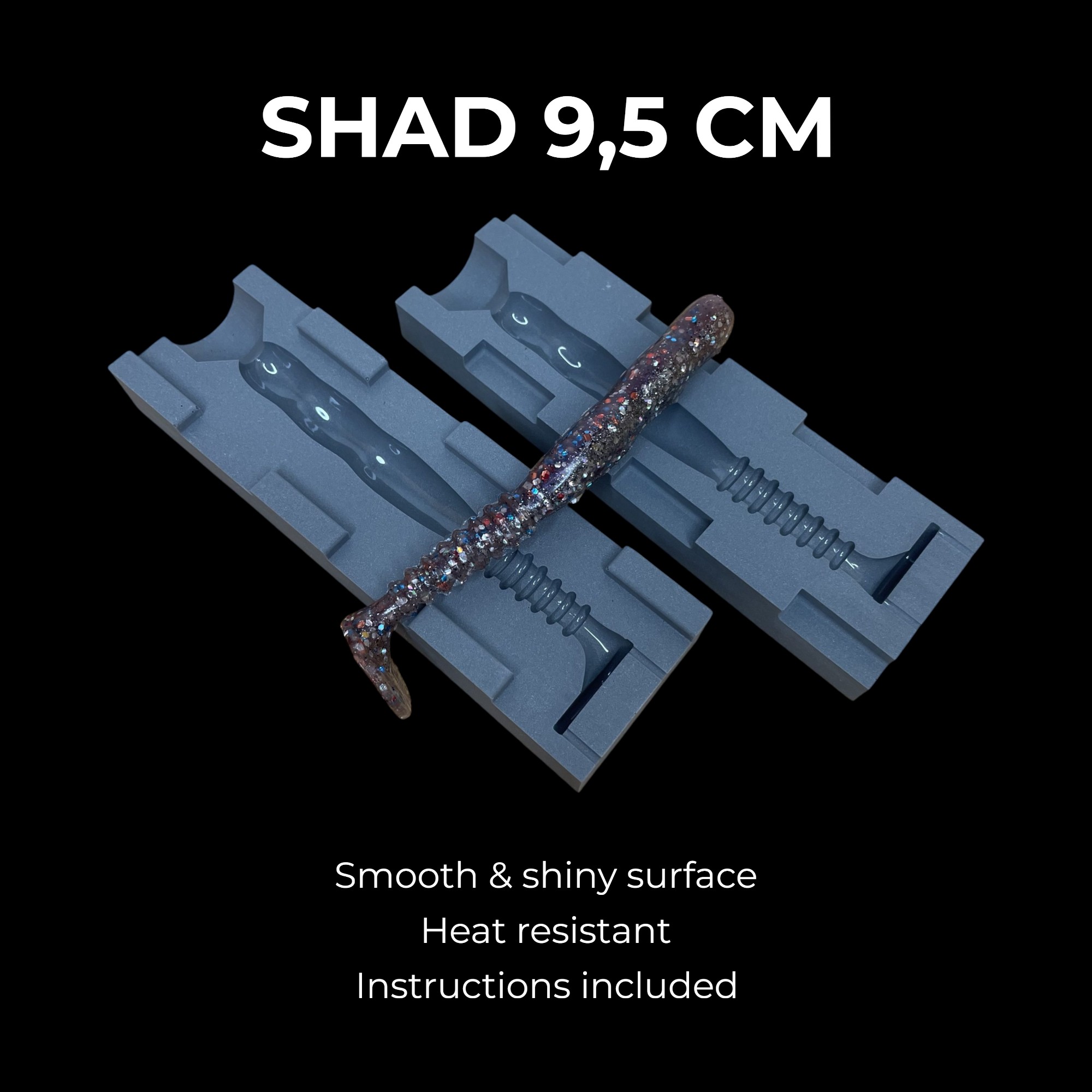 Moule pour fabriquer des leurres souples – Shad 9,5 / 12 / 15,5 cm – Coulée par gravité – Image 5