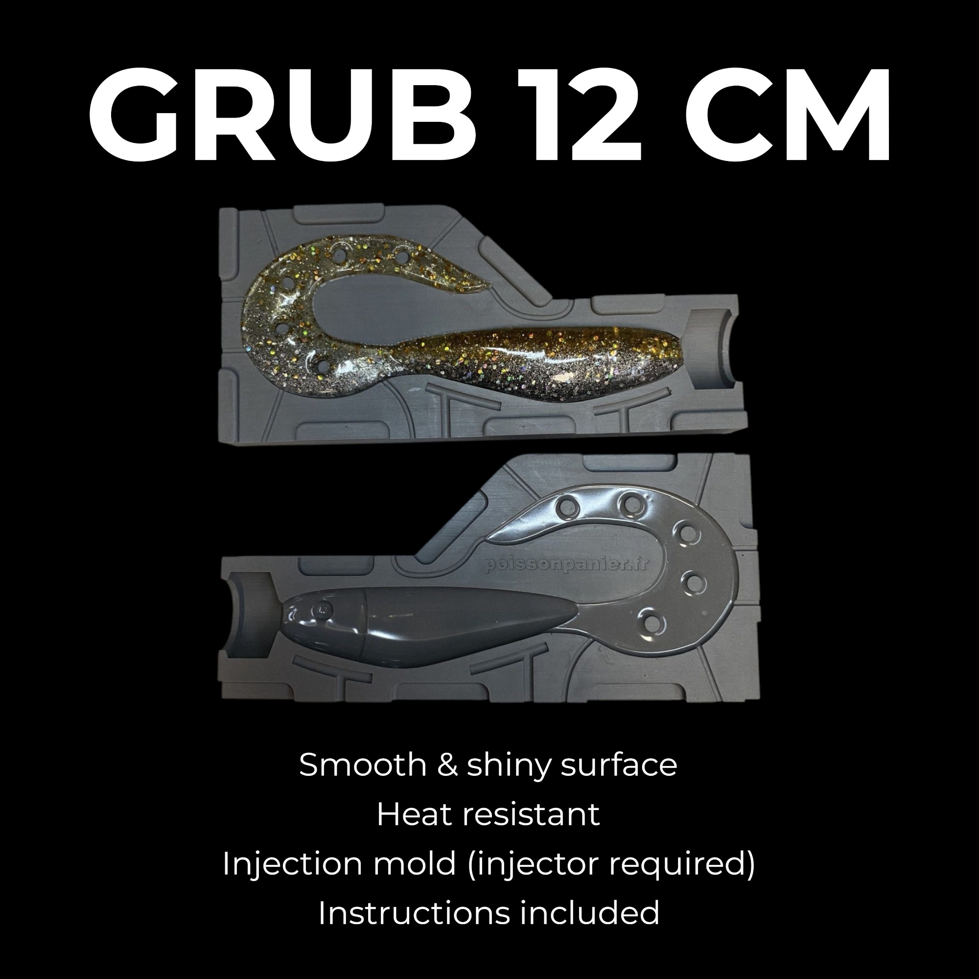 Moule pour fabriquer des leurres souples – Grub 12 cm – Injection plastisol – Image 5