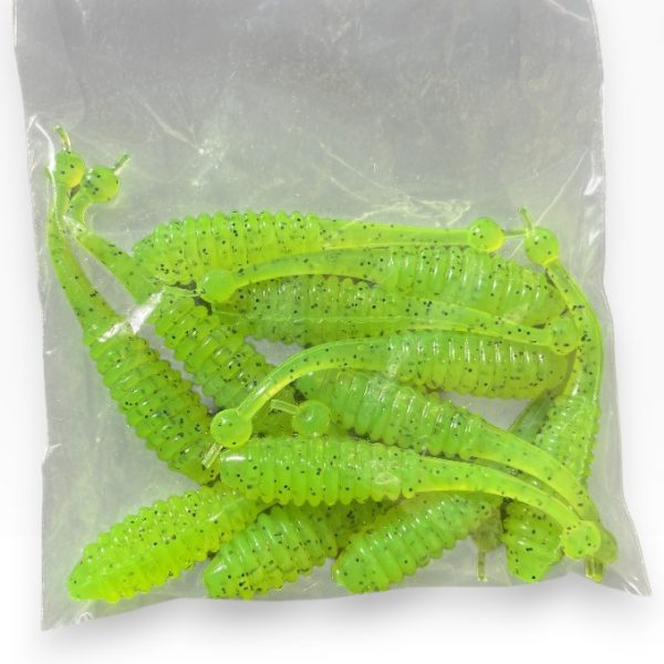 Leurre souple handmade – Larves 5 cm – 1,15 g – x10 jaune fluo