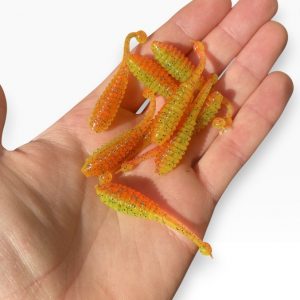 Leurre souple handmade – Larves 5 cm – 1,15 g – x9 Jaune Orange fluo
