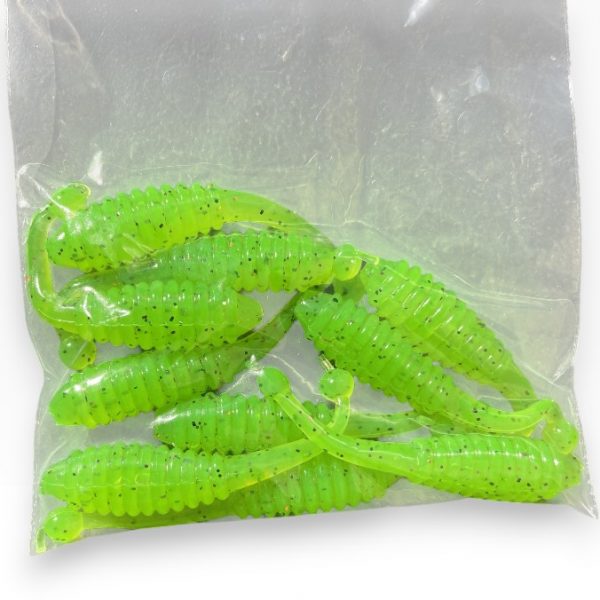 Leurre souple handmade – Larves 5 cm – 1,15 g – x10 vert fluo