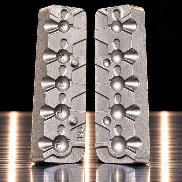 Moule Aluminium Fabrication petites têtes plombées rondes 2-3-4-5-6g - N°194