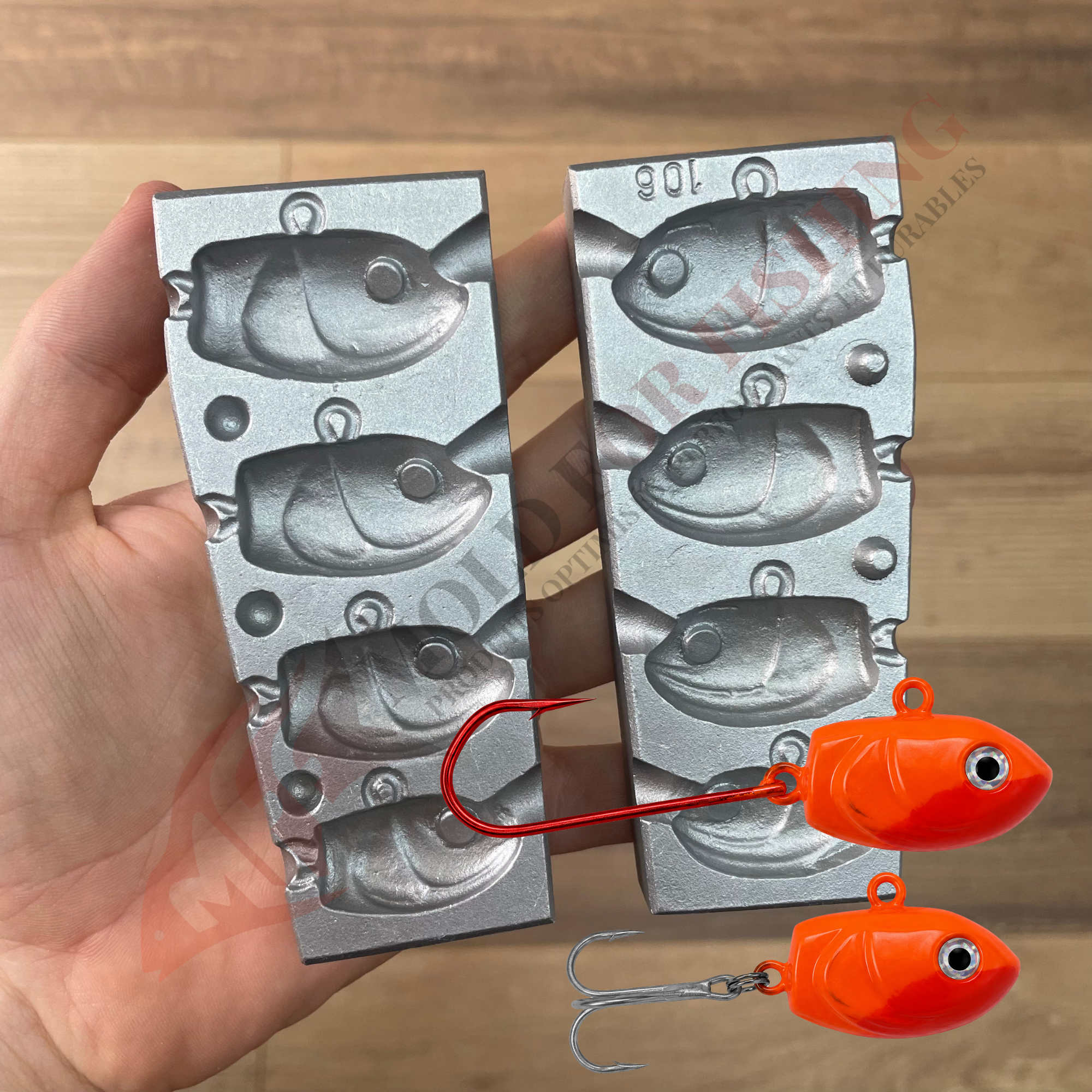 Moule 4 têtes plombées pour la mer 25 / 45 / 60 / 75 g - N°106
