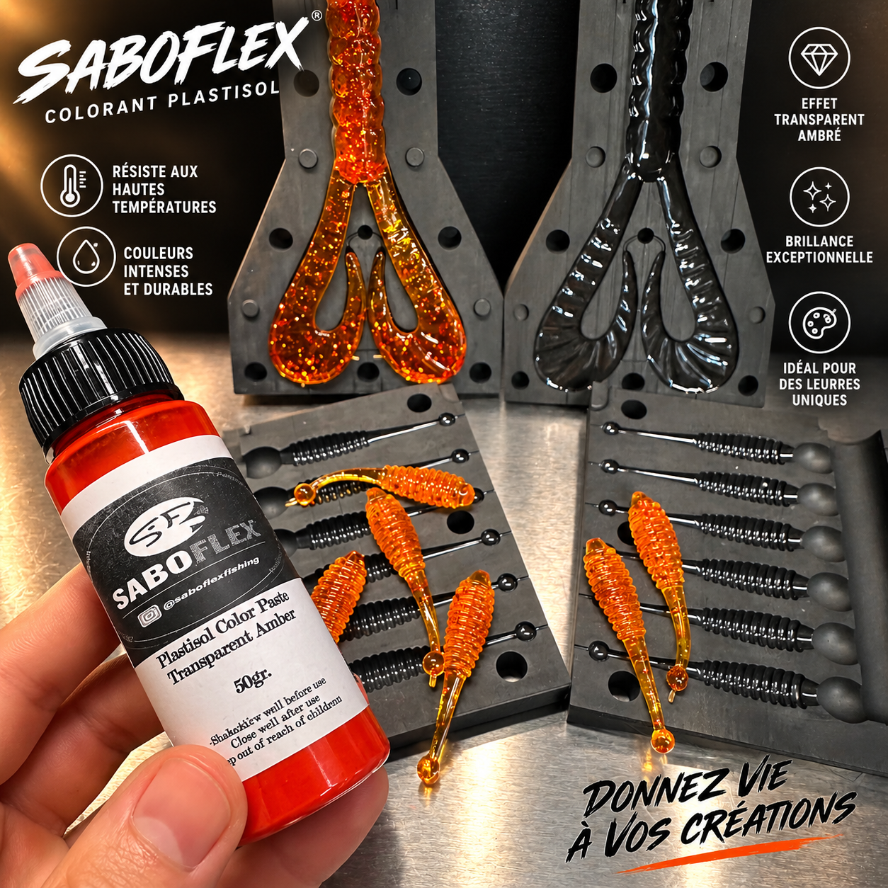 Colorant TRANSPARENT AMBRE pour plastisol SaBoFlex - 50 g – Image 3