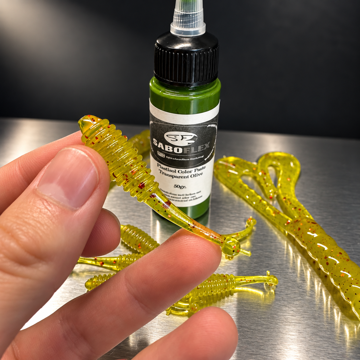 Colorant TRANSPARENT OLIVE pour plastisol SaBoFlex - 50 g – Image 2