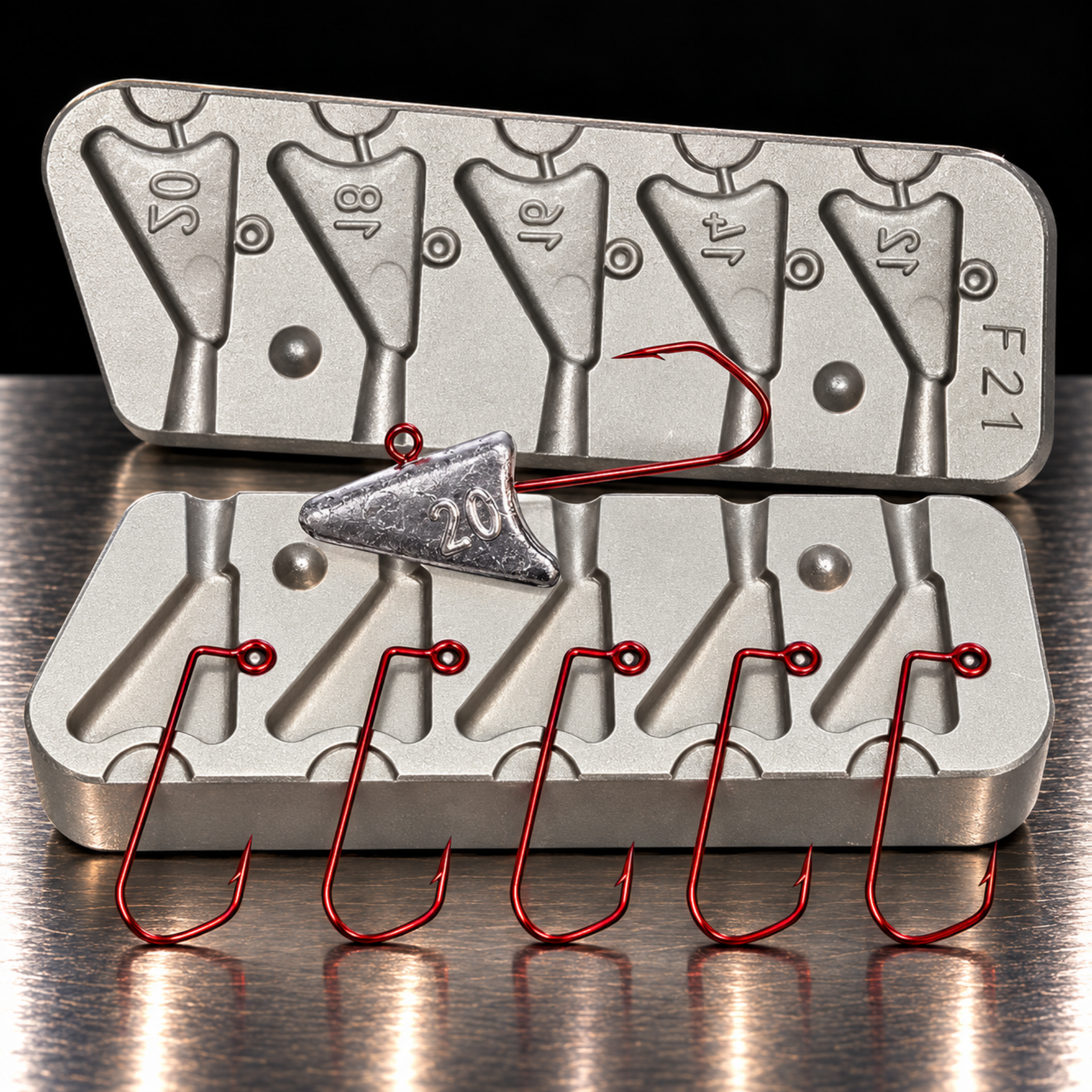 Moule Aluminium Fabrication têtes plombées de poisson 12 / 14 /16 / 18 et 20 g - N°21