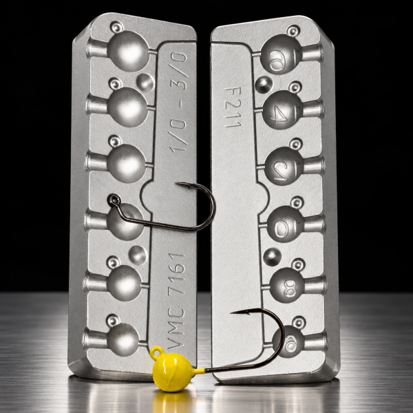 Moule Aluminium Fabrication têtes plombées rondes 6 / 8 / 10 / 12 / 14 et 16 g – N°211