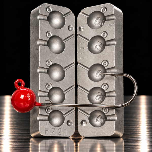 Moule Aluminium Fabrication têtes plombées rondes de 20 / 25 / 30 / 35 et 40 g – N°221