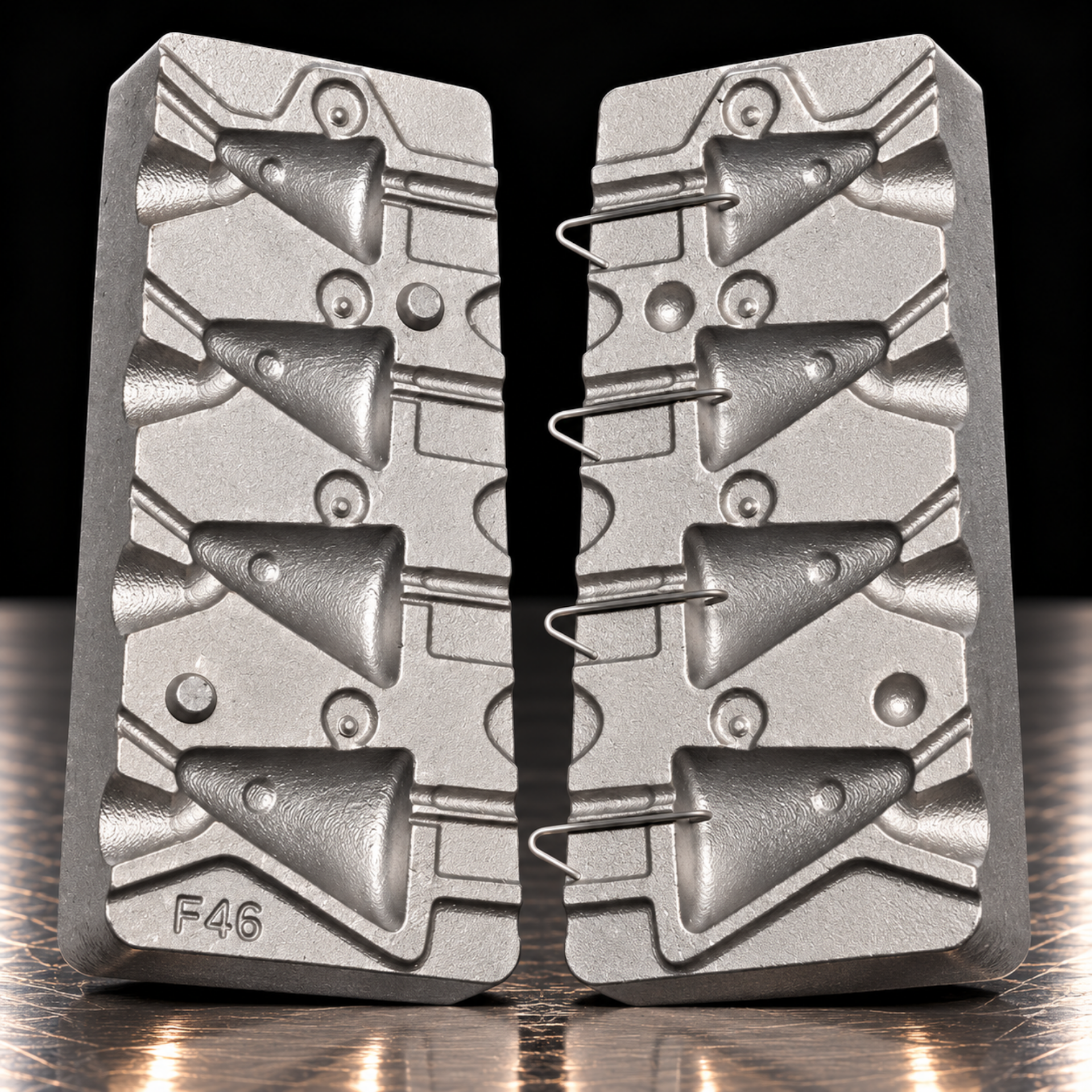 Moule Aluminium Fabrication têtes plombées de poisson 10 / 14 /19 et 26 g - N°46